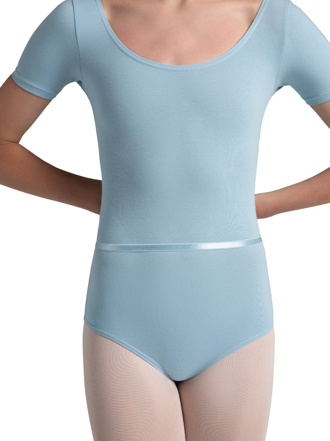 Scoop Neck Short Sleeve Leotard - Girls