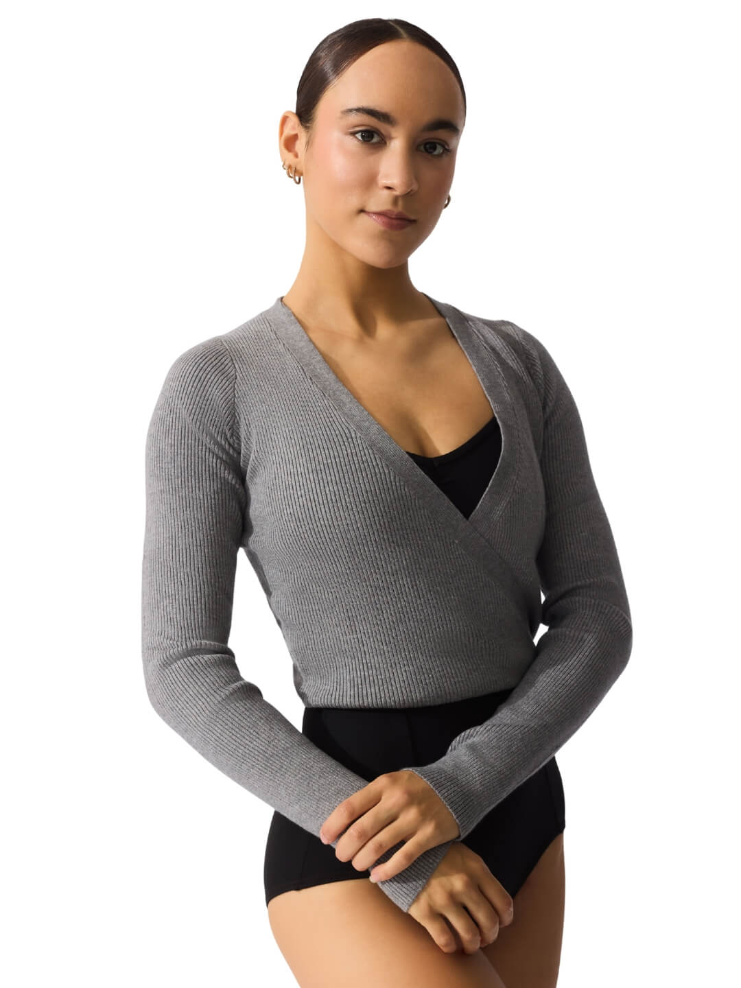 Ribbed Knit Wrap Sweater
