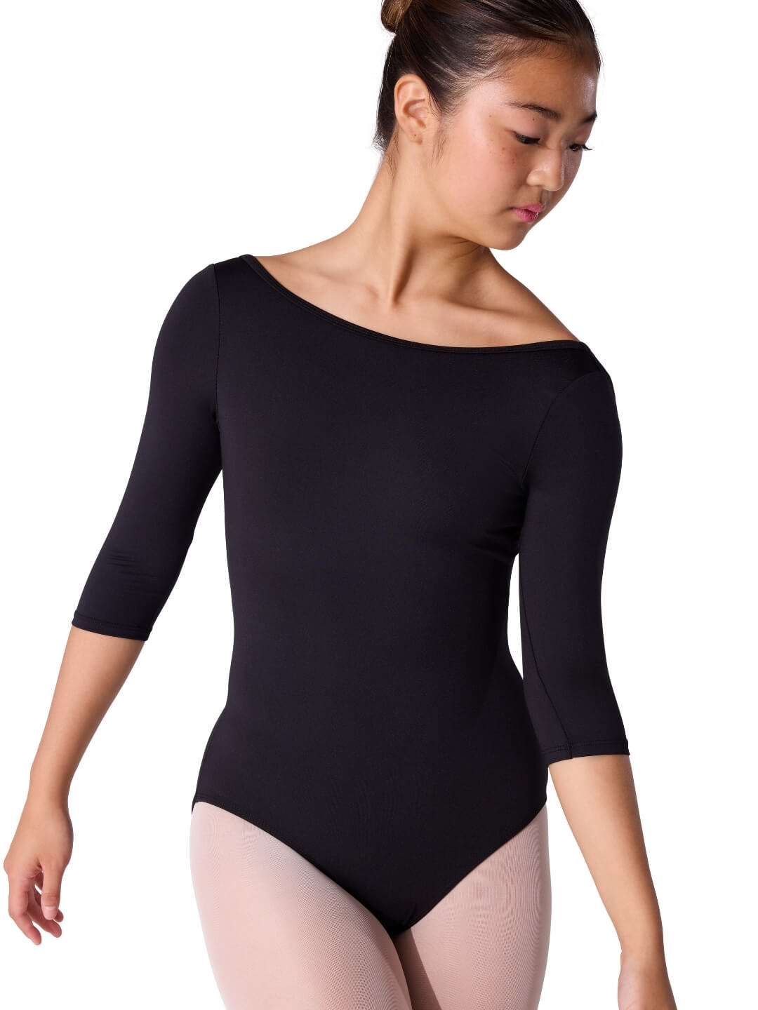 Essentials 3/4 Sleeve Boatneck Leotard