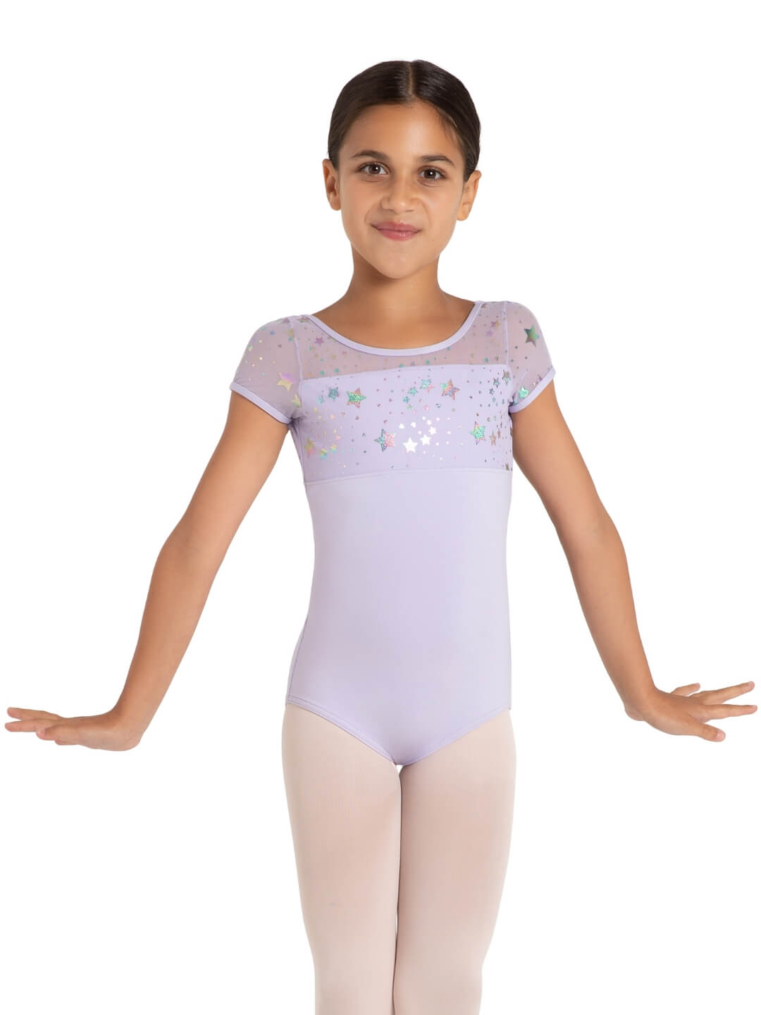 Star Struck Galaxy Short Sleeve Leotard - Girls